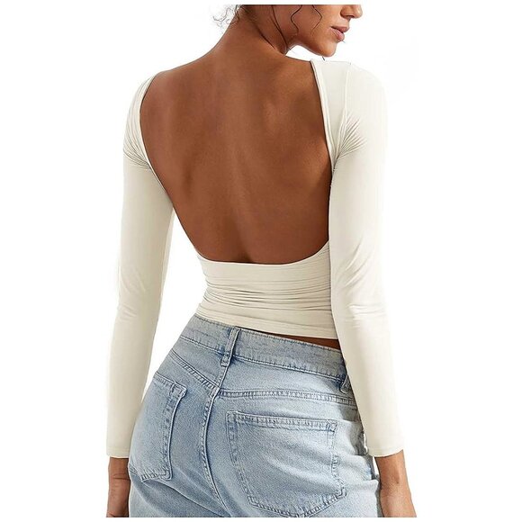 Tops - Women Backless Going Out Tops Off White